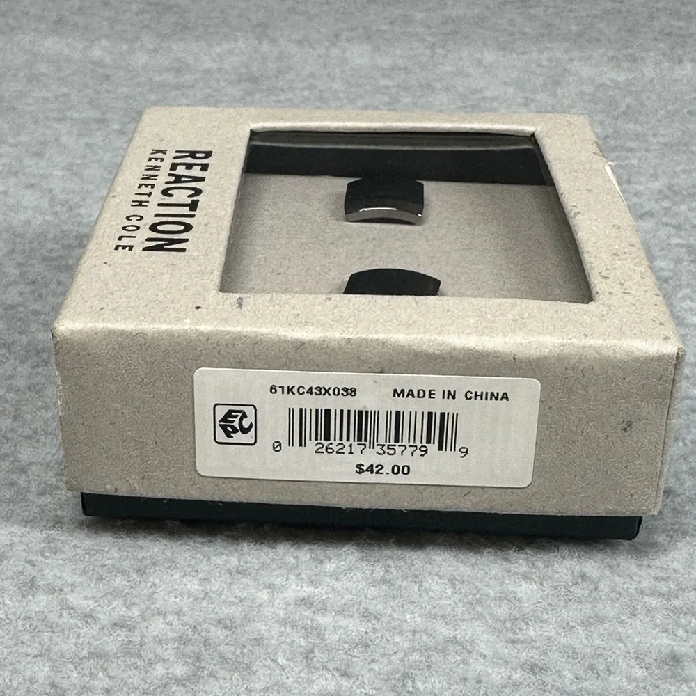 Kenneth Cole Reaction ‎ Square Black/ Gunmetal Cufflinks Sleek Formal NIB